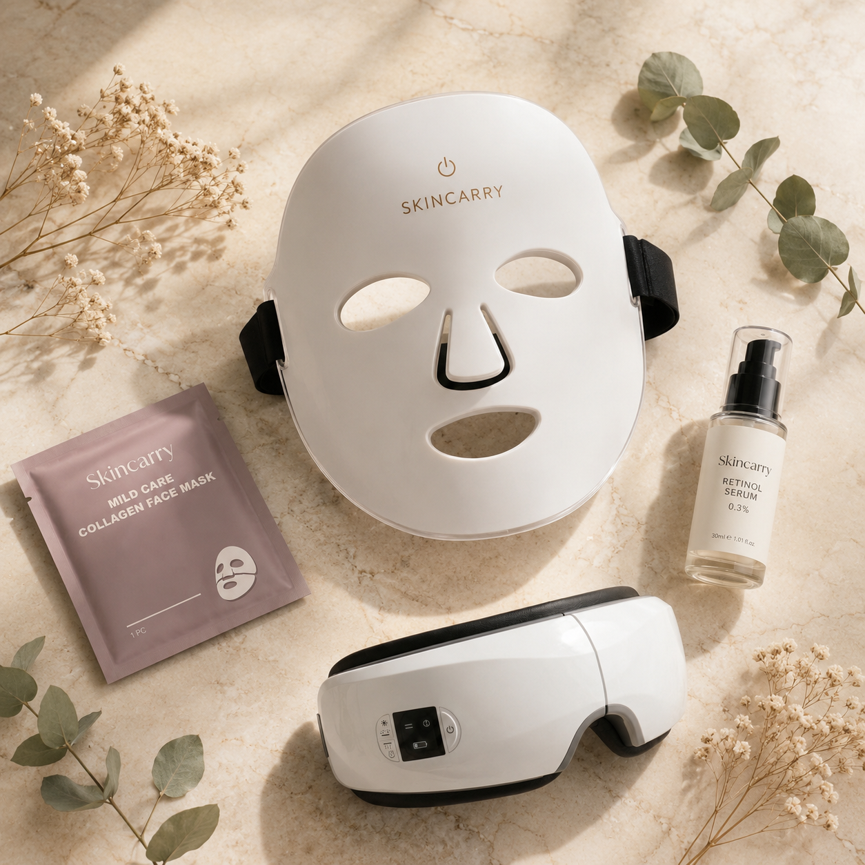 SKINCARRY Maske mit Collagen Maske, Retinol Serum und Eye Massager